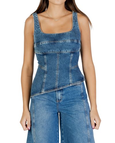 Denim Corset Tank Top and Wide Leg Jeans Set