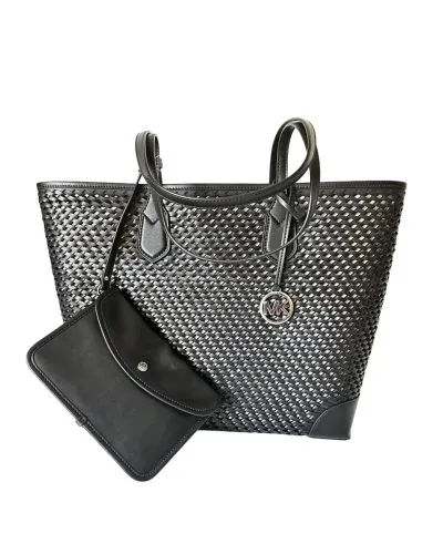 MK Woven Leather Tote Bag with Matching Wallet