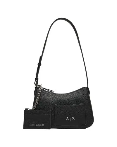 Armani Exchange Black Textured Leather Shoulder Bag Women