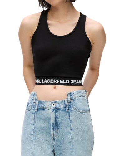 Karl Lagerfeld Jeans Black Logo Sports Bra Top