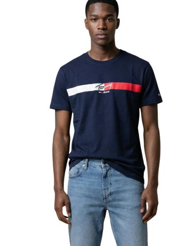 Tommy Jeans Men’s Navy Stripe Logo T-Shirt