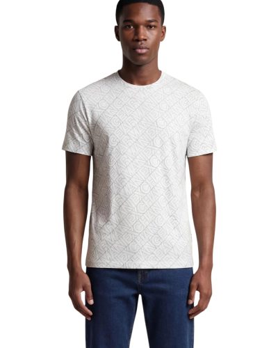 Men’s Light Gray Patterned Crew Neck T-Shirt