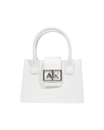 Armani Exchange White Leather Structured Handbag