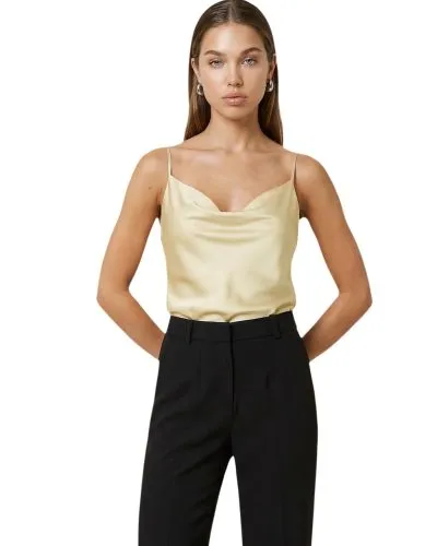 Ivory Silk Camisole with Black Trousers Set