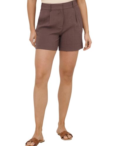 Women’s High-Waist Tailored Linen Shorts Brown