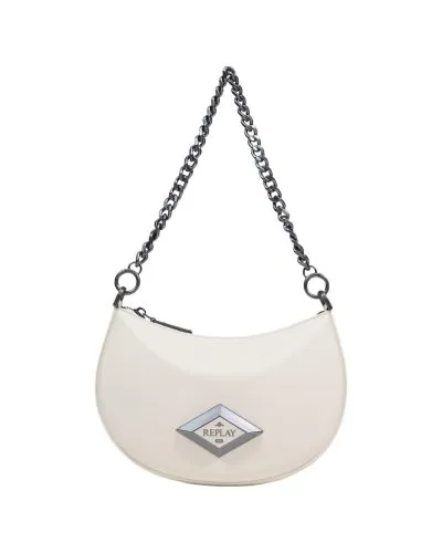 Replay Women’s Cream Leather Chain Shoulder Bag