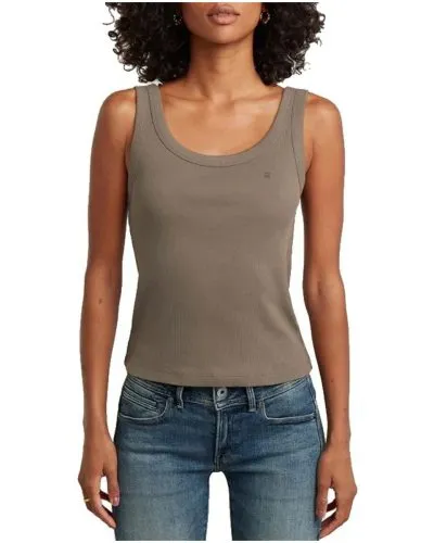 Women’s Ribbed Tank Top in Taupe Gray