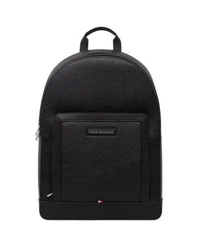 Tommy Hilfiger Black Pebbled Leather Backpack
