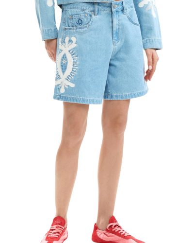 Light Wash Embroidered Denim Shorts Women