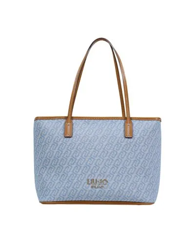 Liu Jo Blue Monogram Canvas Tote Bag Women