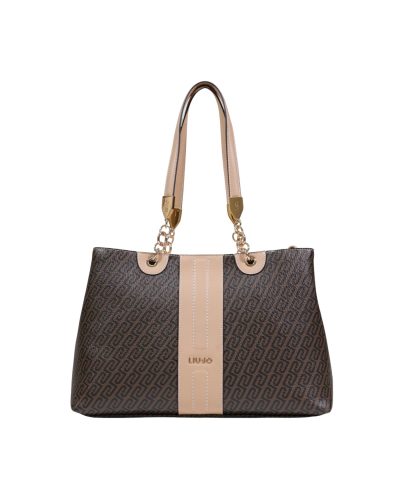 Liu Jo Monogram Canvas Tote Bag Women Beige