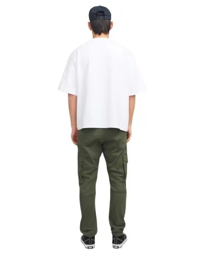 Men’s Oversized White T-Shirt with Cargo Pants