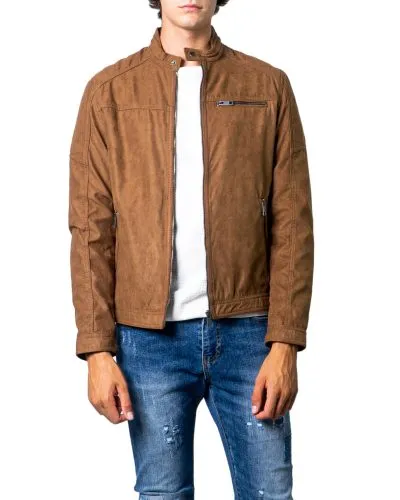 Men’s Brown Canvas Zip-Up Jacket