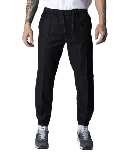 Black Jogger Pants with Drawstring Waist Men