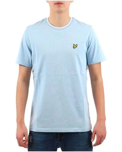Light Blue Crew Neck T-Shirt with Embroidered Logo