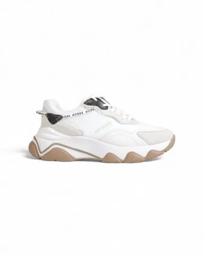 GUESS White Leather Mixed Material Women’s Sneaker
