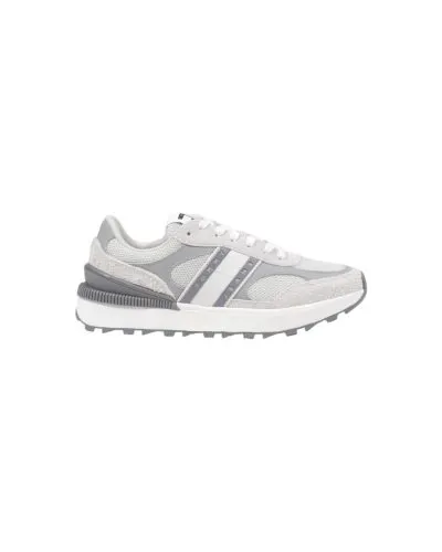 Grey White Lace-Up Athletic Running Sneaker