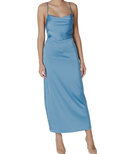 Blue Satin Camisole Slip Midi Dress Women