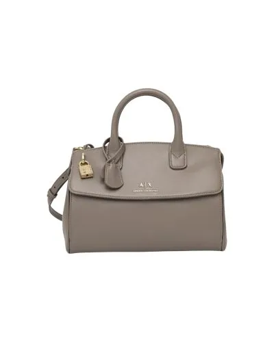 Armani Exchange Women’s Gray Leather Top Handle Satchel Bag