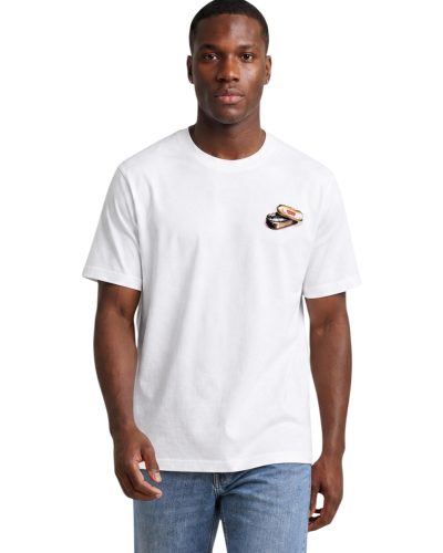 White T-Shirt with Small Chest Graphic Print