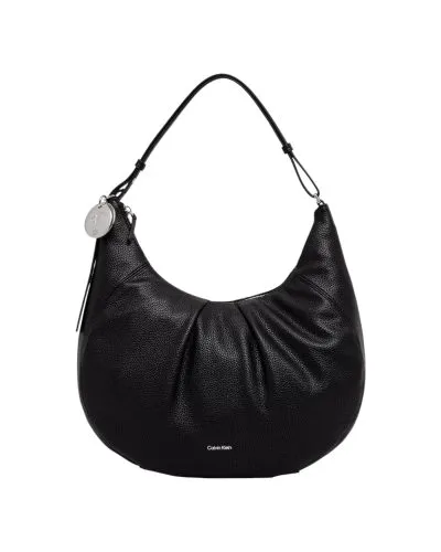 Calvin Klein Black Pebbled Leather Hobo Shoulder Bag