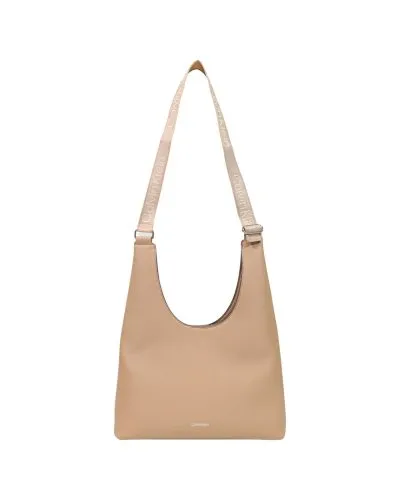 Calvin Klein Beige Leather Hobo Shoulder Bag