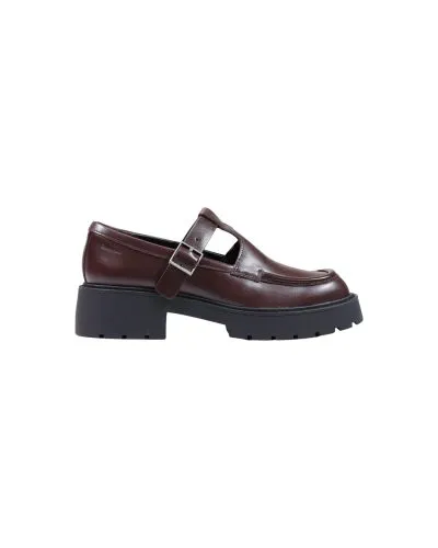 Burgundy Leather Platform Loafer with Buckle Detail