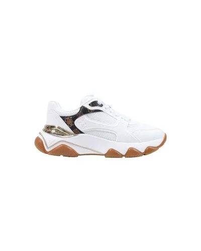 White Leather Chunky Sneaker with Gum Sole Women’s