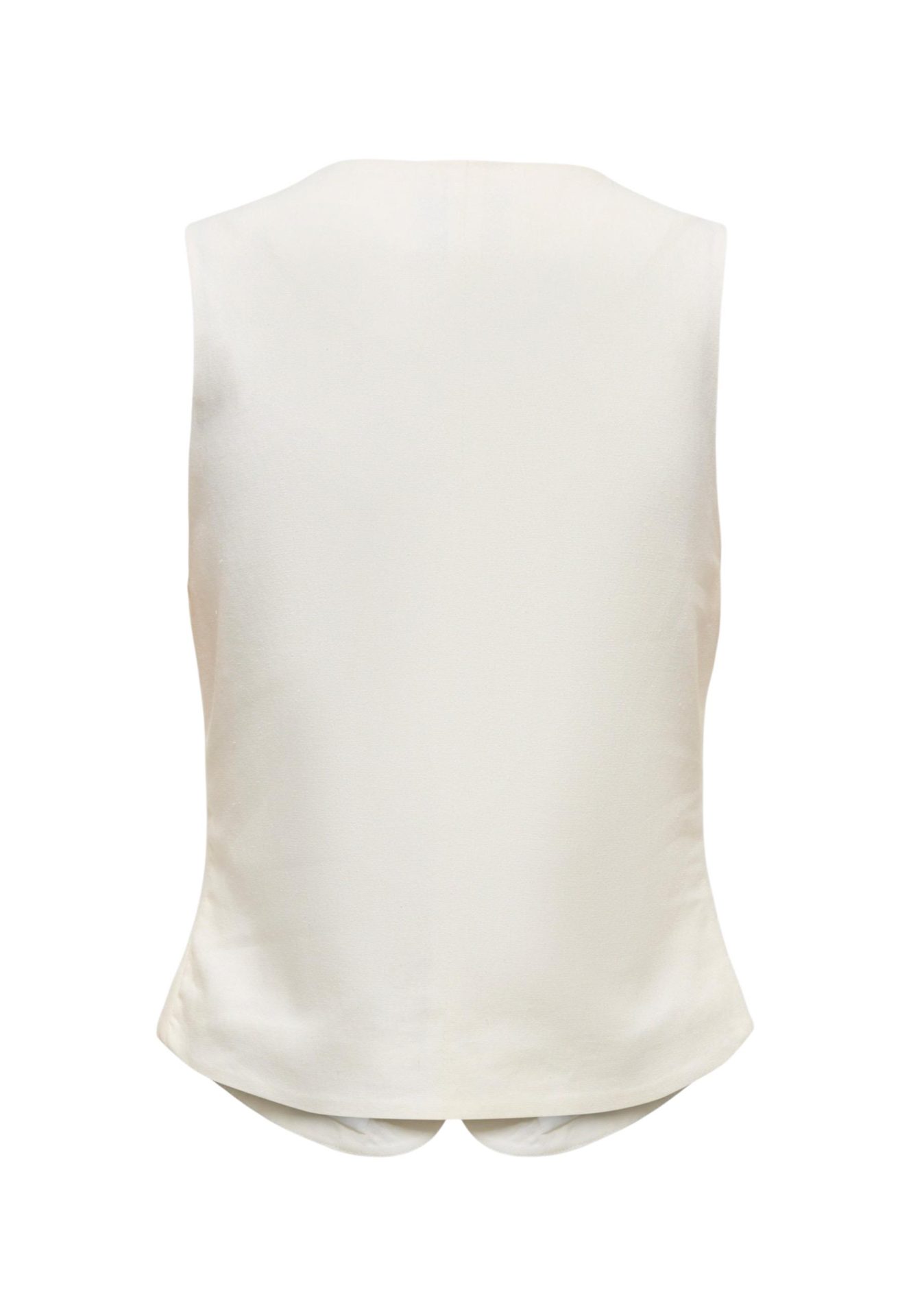 Back view of a sleeveless cream vest