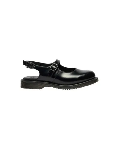Black Leather Mary Jane Slingback Shoe Women
