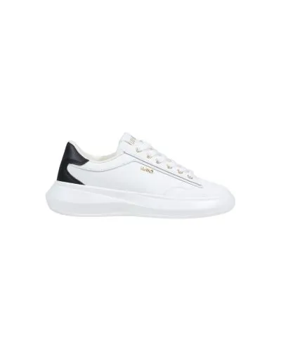 White Leather Low-Top Sneaker with Black Heel Tab