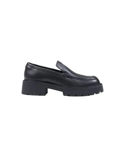 Black Leather Platform Loafer Women’s Chunky Sole Shoe