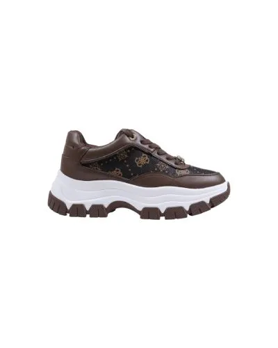 Brown Leather Monogram Chunky Platform Sneaker Women