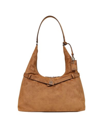 Guess Suede Shoulder Bag Women’s Camel Brown Hobo