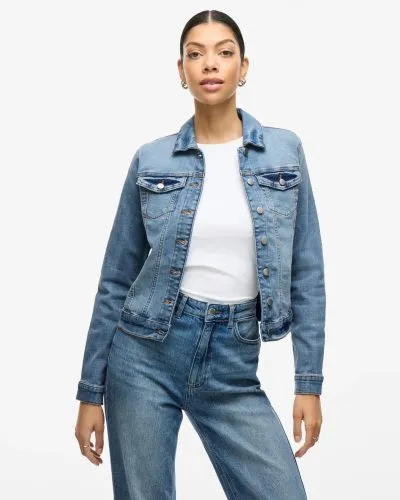 Classic Blue Denim Jacket Women’s Cropped