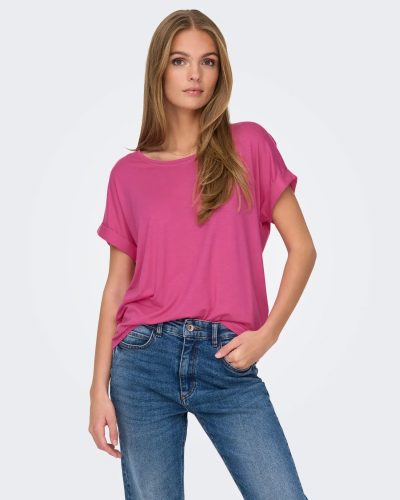 Women’s Pink Casual Short Sleeve Crew Neck T-Shirt